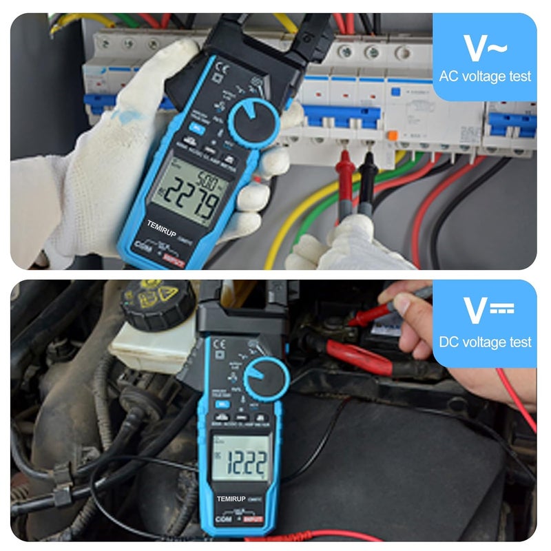 Temirup Clamp Meter, Digital Inrush Clamp Meter Multimeter 6000 Counts 600A Voltage Tester with VFD, LOZ, Volt Amp Meter Measures AC/DC Voltage Current Continuity Capacitance Resistance Temperature - Image 5